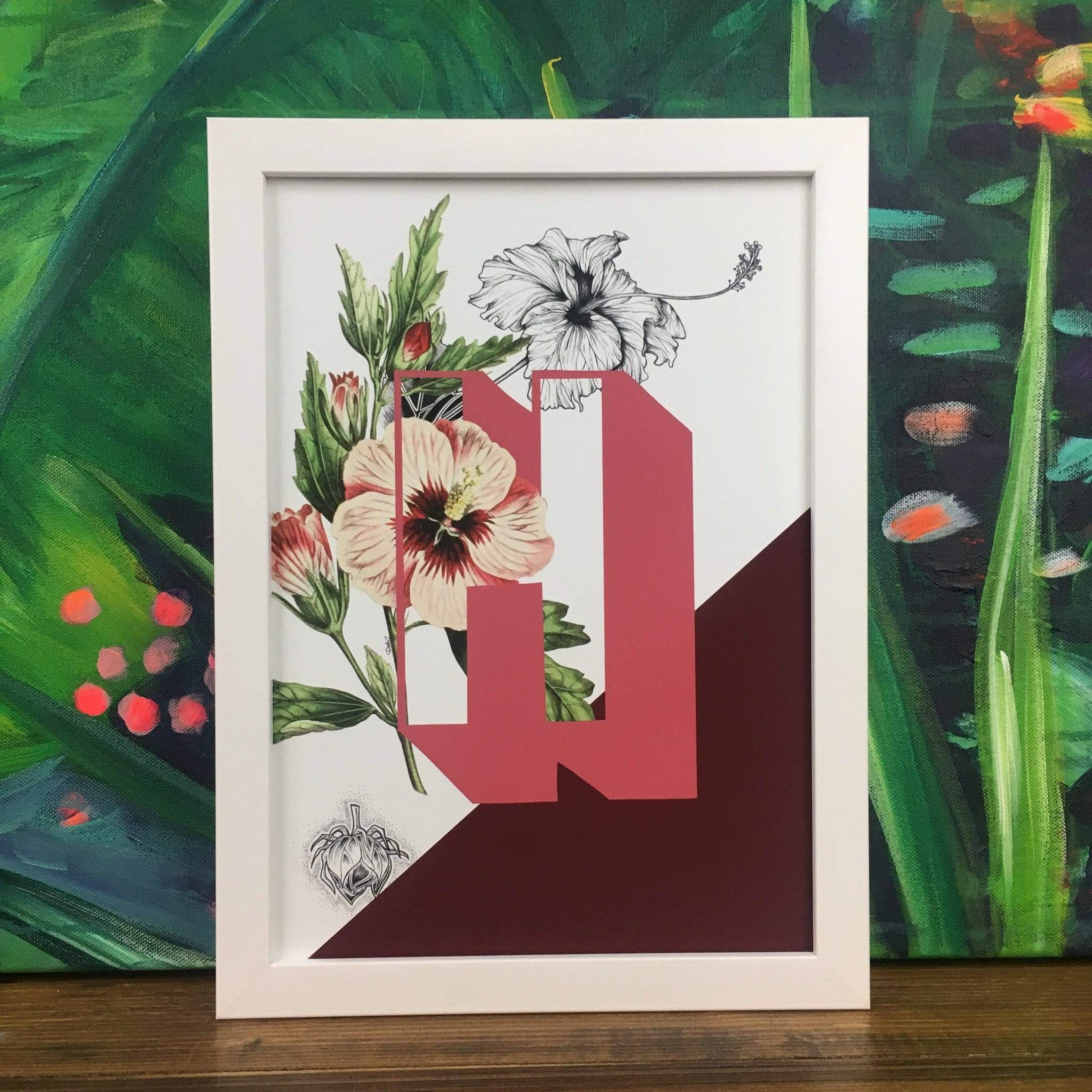 Botanical Alphabet H A4 Print