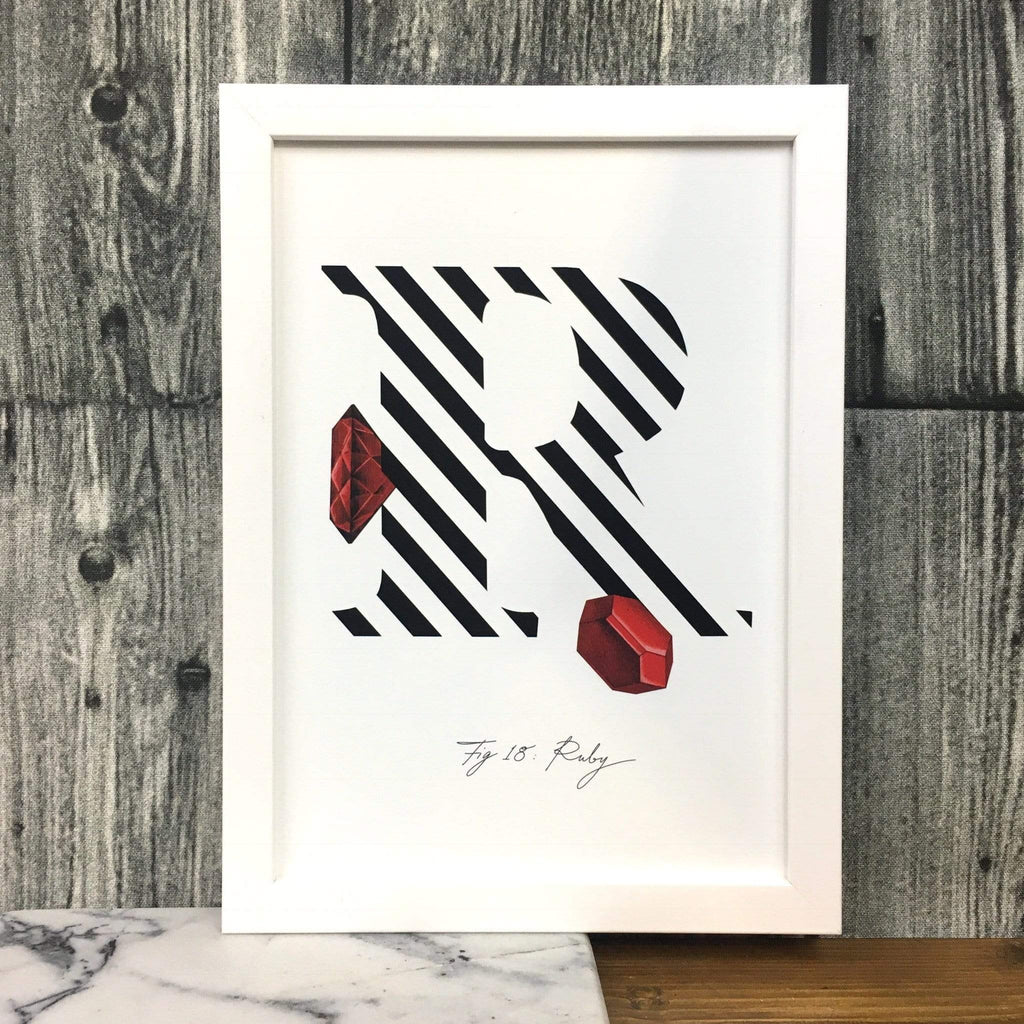 Gemstone Alphabet R A4 Print