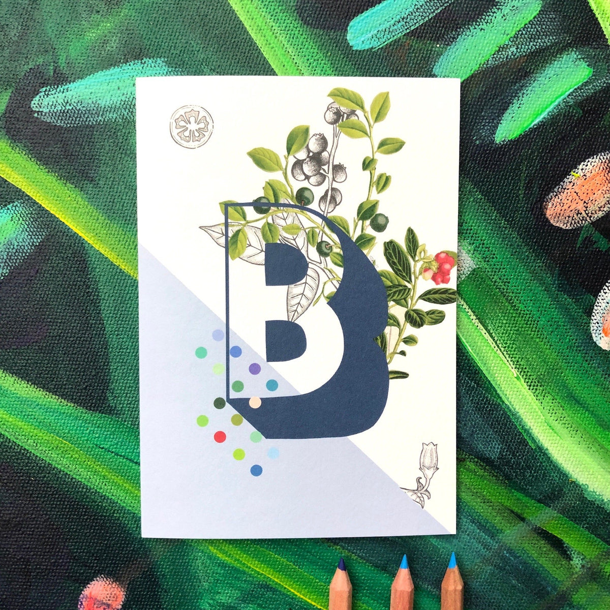 Botanical Alphabet B Greeting Card