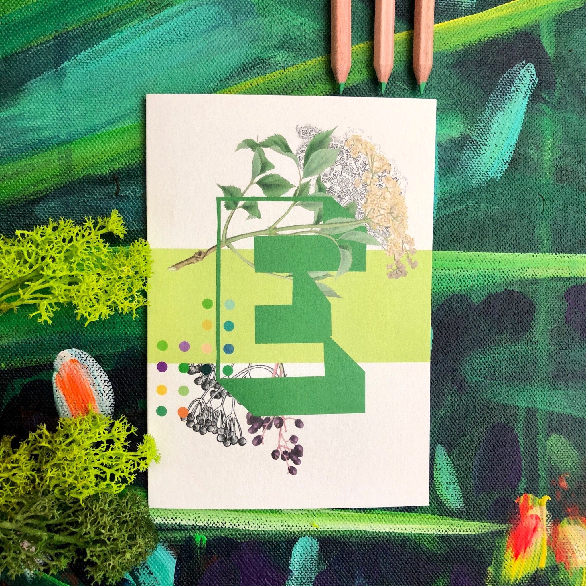 Botanical Alphabet E Greeting Card