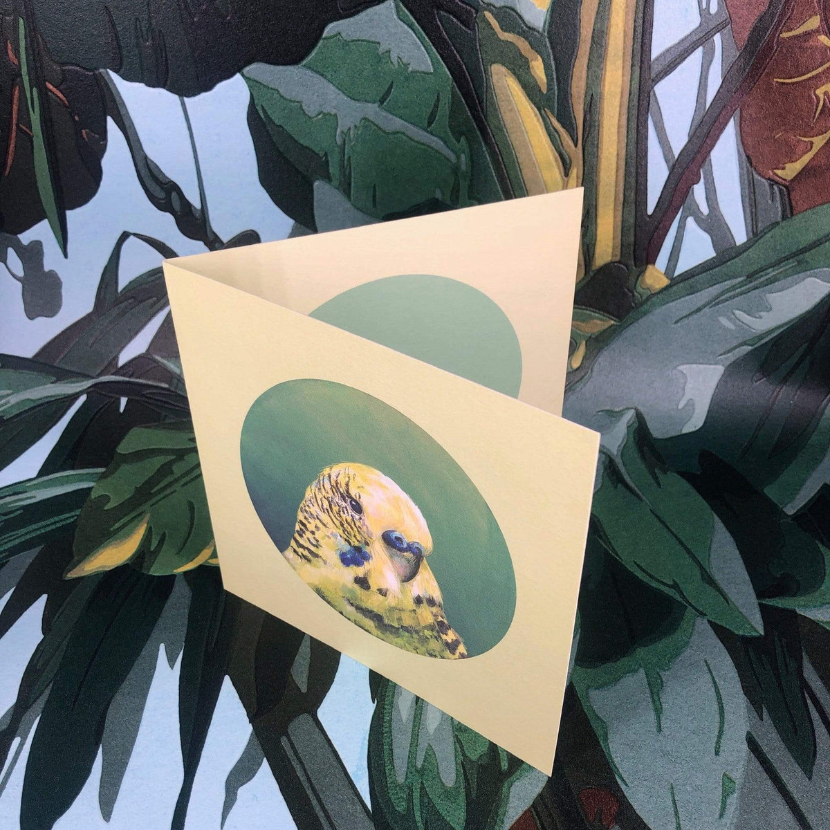 Green Budgie Greeting Card