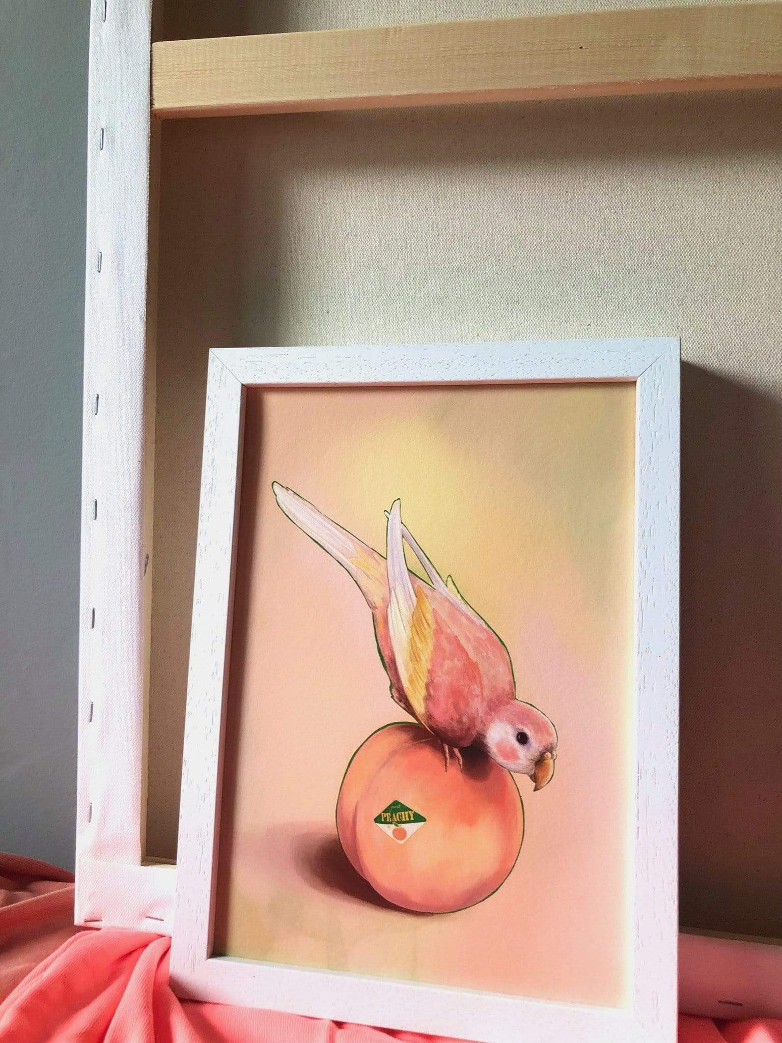 Peachy Parakeet Giclée Art Print Sticky Beaks Art Print