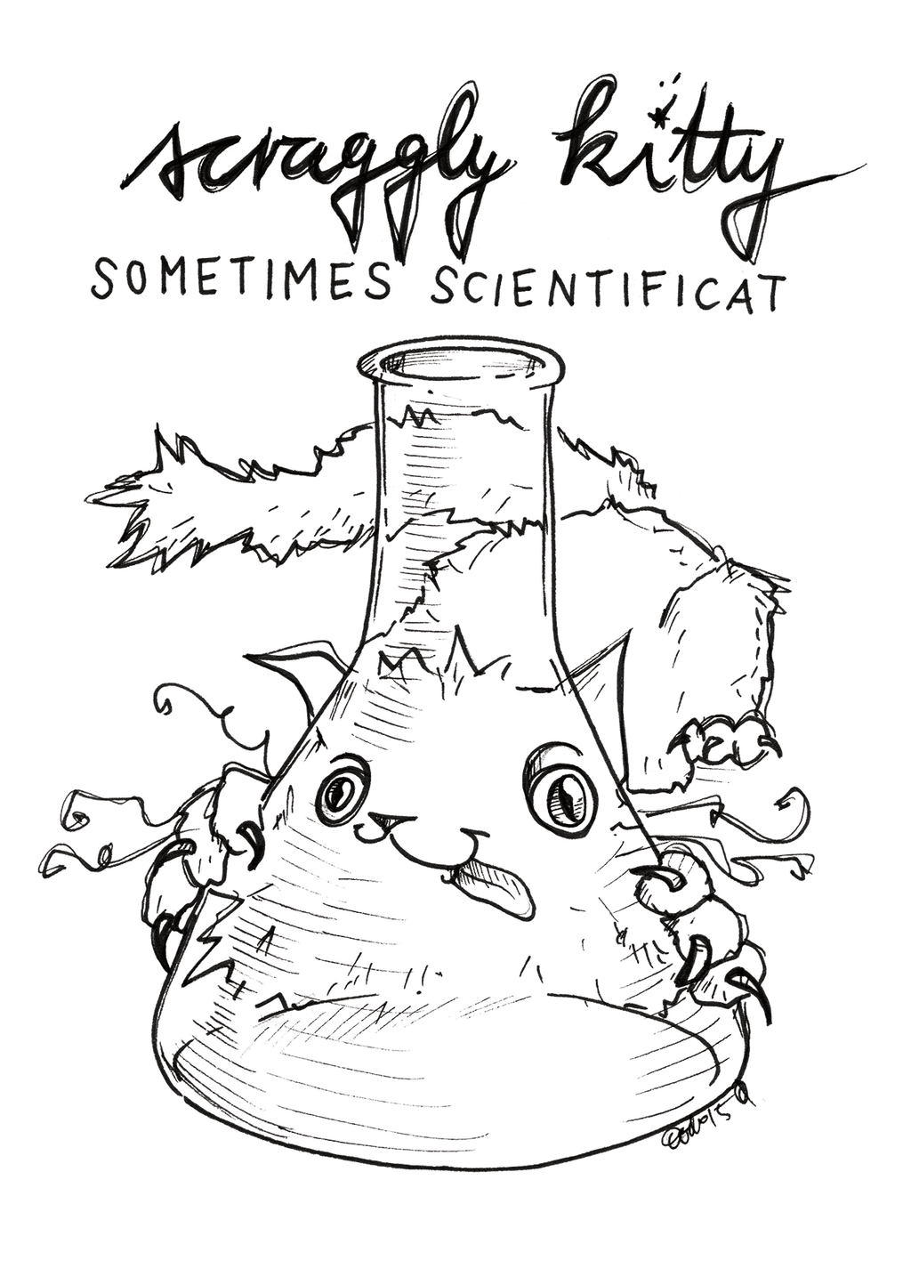 Scraggly Kitty Sometimes Scientificat Greeting Card - (Trade Pack 6)