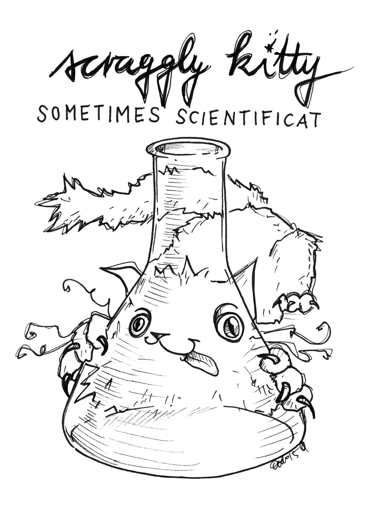 Scraggly Kitty Sometimes Scientificat Greeting Card - (Trade Pack 6)