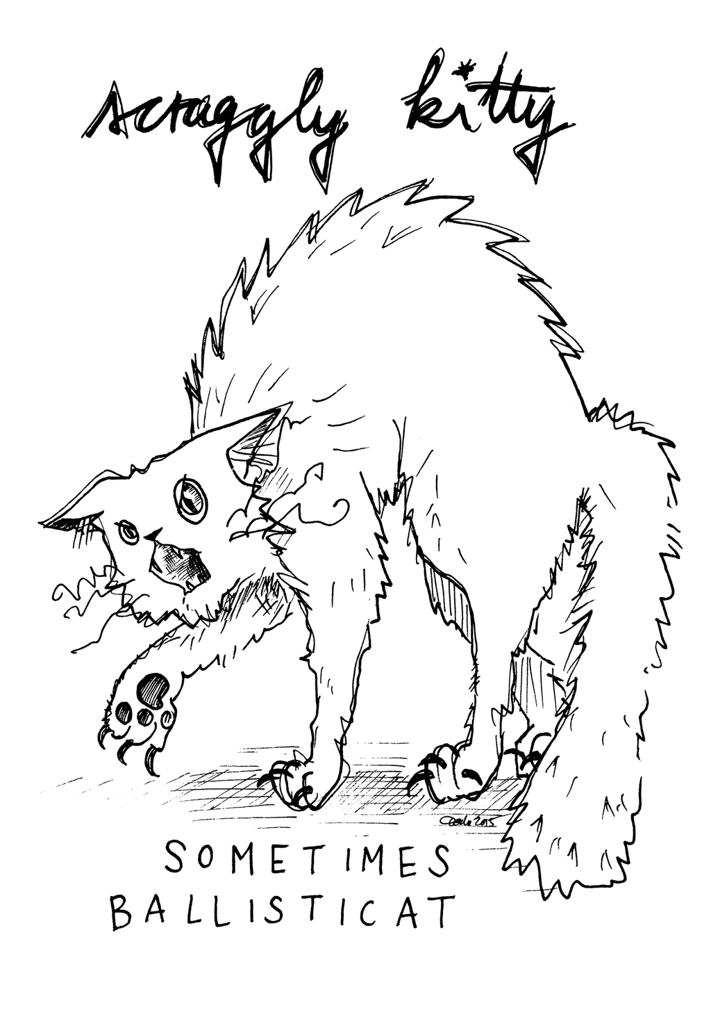Scraggly Kitty Sometimes Ballisticat Greeting Card - (Trade Pack 6)
