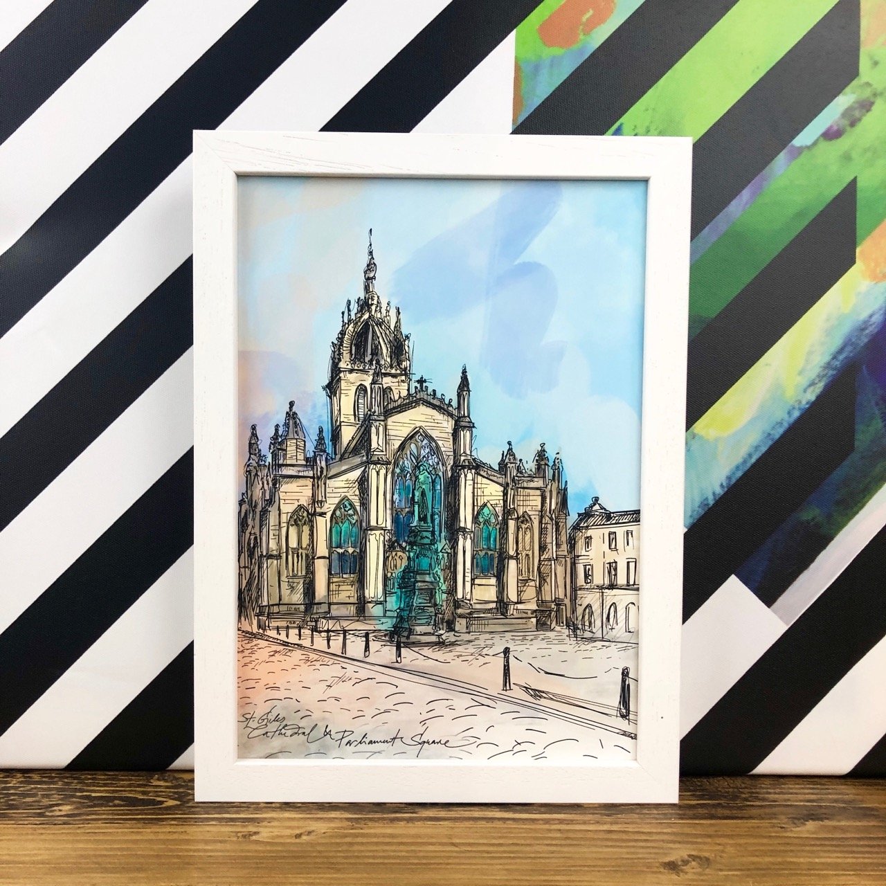 St Giles Cathedral & Parliament Square A3 Print