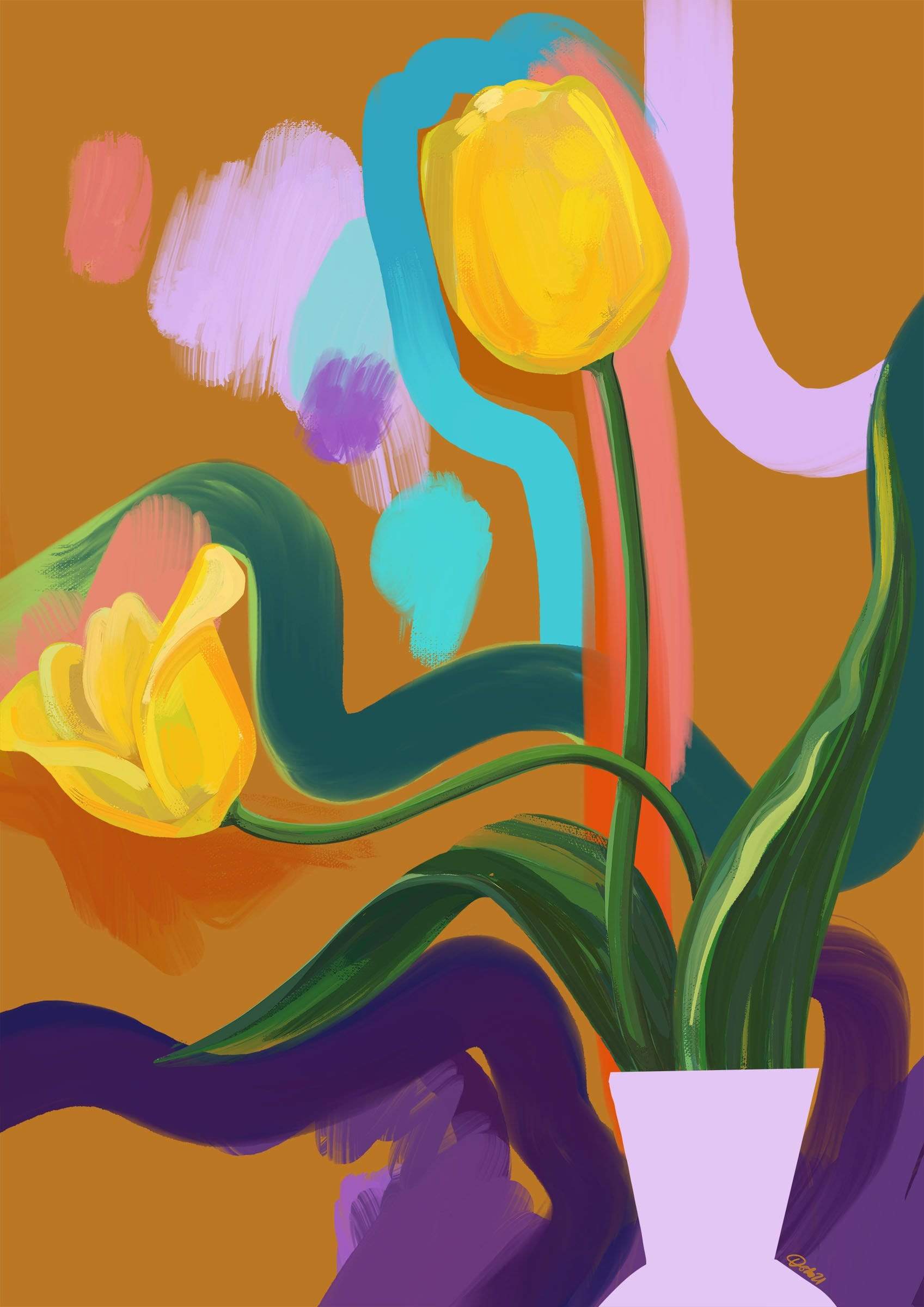Through the Tulips - Yellow