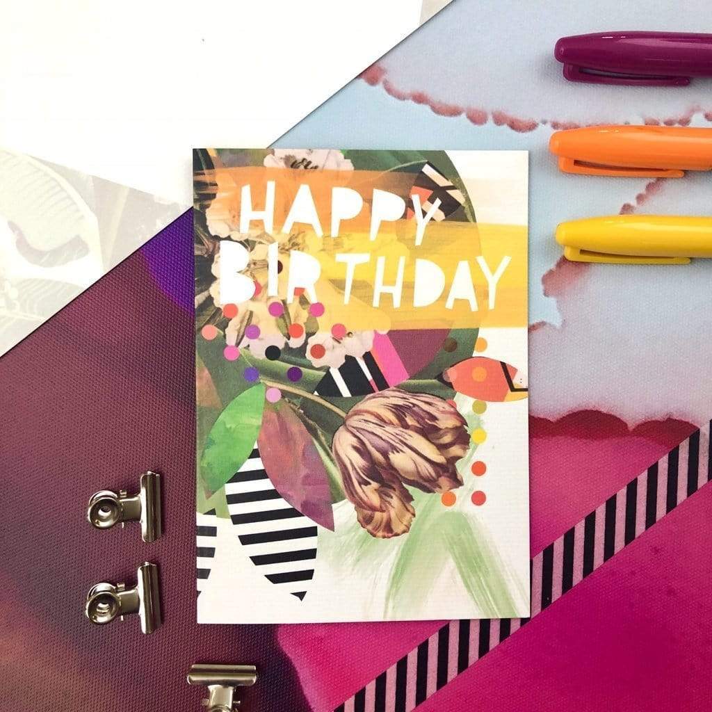 Motley Blooms - Happy Birthday Greeting Card