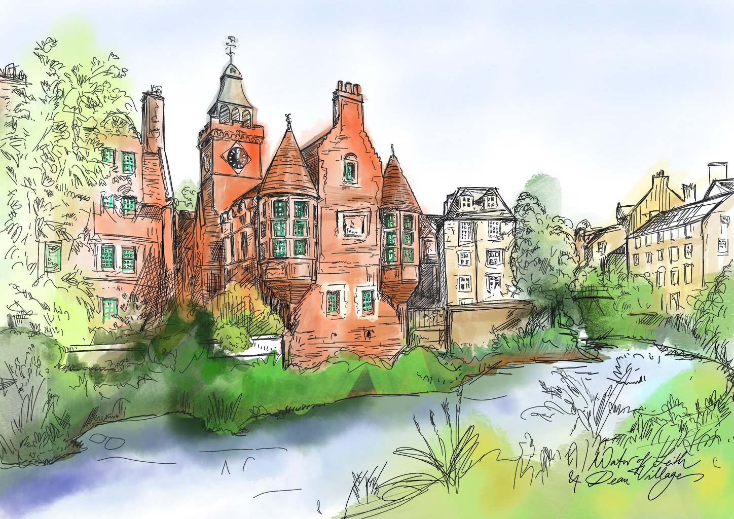 Water Of Leith & Dean Village A4 Print