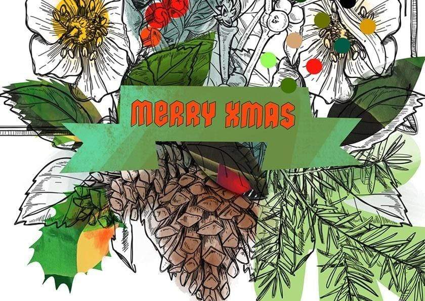 Motley Blooms - Merry Xmas Greeting Card