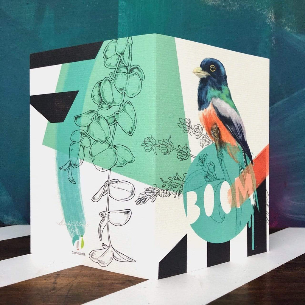 Blue Crowned Trogon - Boom Greeting Card
