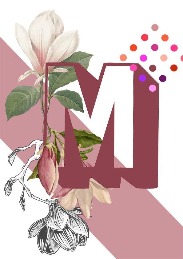Botanical Alphabet M Greeting Card