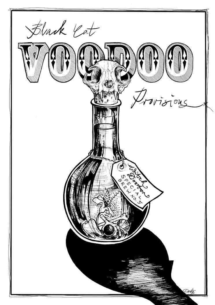 Black Cat Voodoo Provisions A4 Print