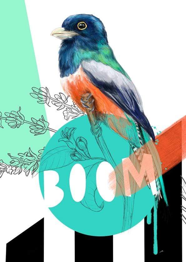 Blue Crowned Trogon - Boom Greeting Card