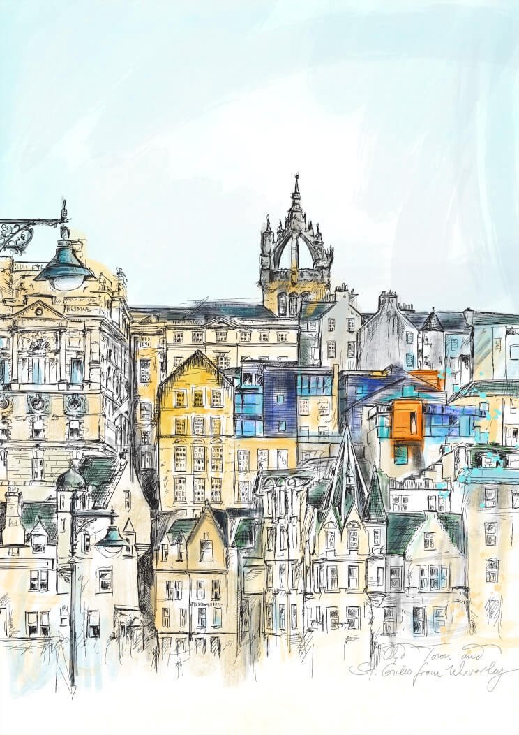Old Town & St Giles A3 Print