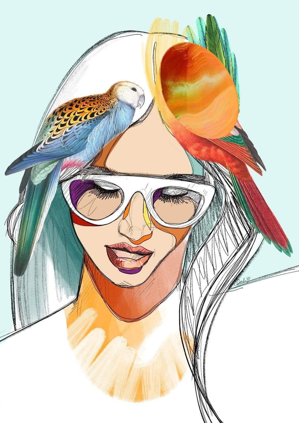 Featherbrain Rosella Calypso Matte Art Print