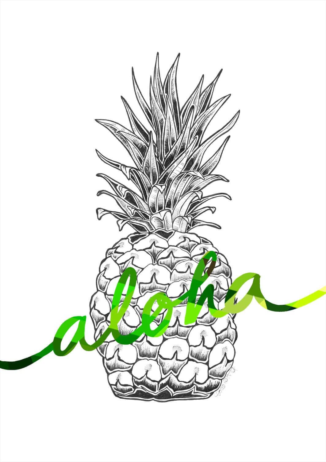 Aloha Pineapple Green Matte Art Print