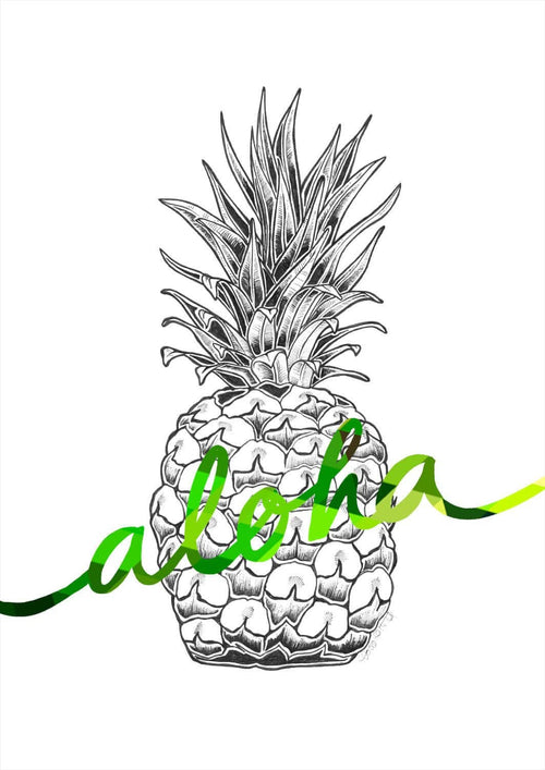 Aloha Pineapple Green Matte Art Print