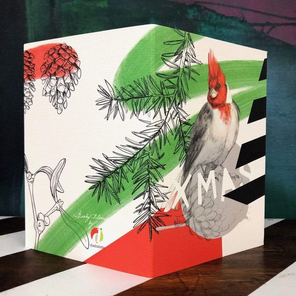 Red-crested cardinal - Xmas Greeting Card