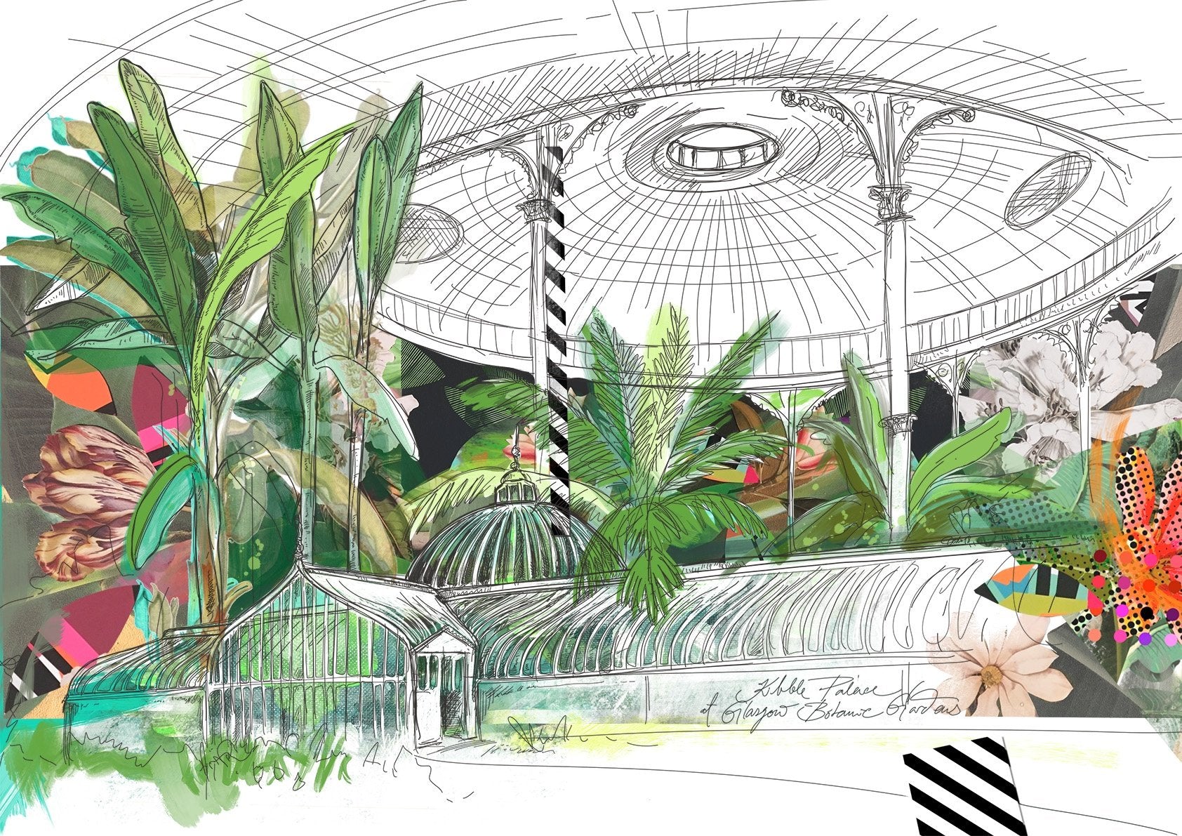 Kibble Palace of Glasgow Botanic Gardens A4 Print