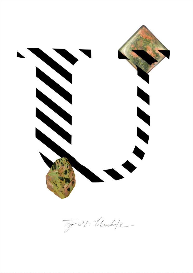 Gemstone Alphabet U A4 Print