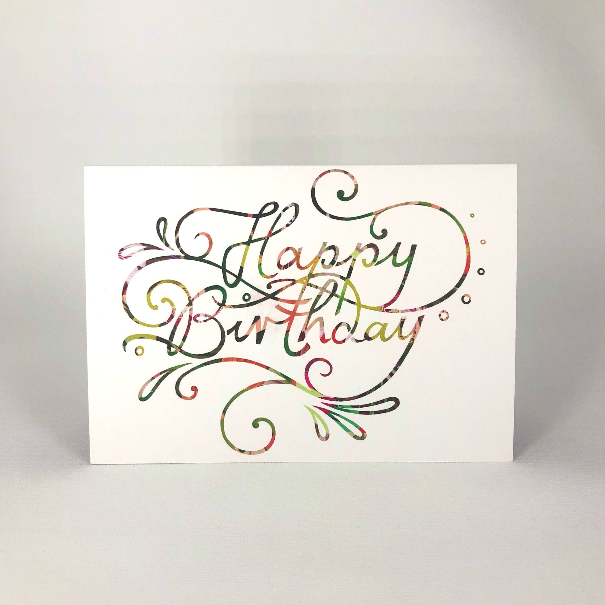 Happy Birthday Colourful Calligraphy Greeting Card