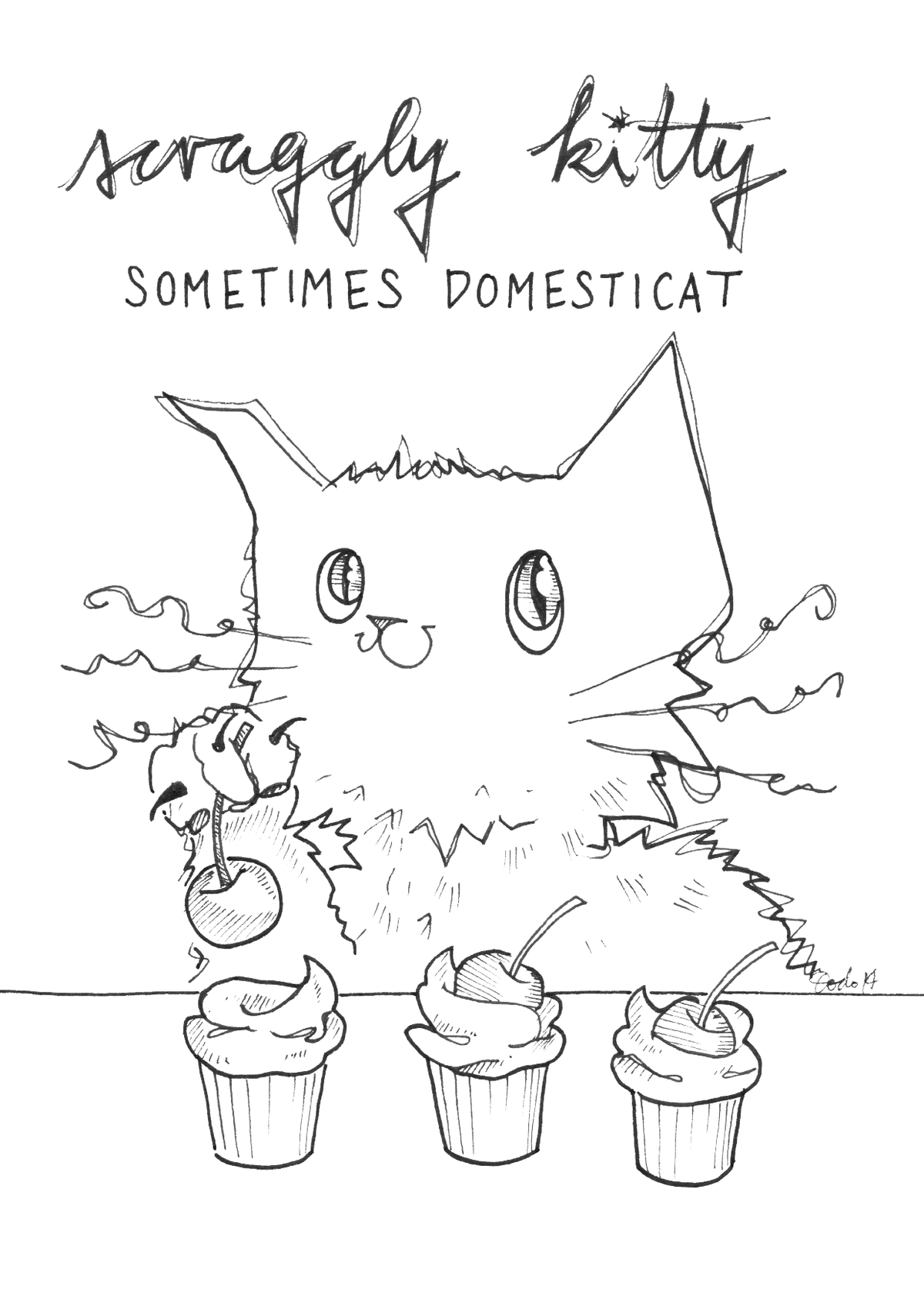 Scraggly Kitty Sometimes Domesticat Greeting Card - (Trade Pack 6)