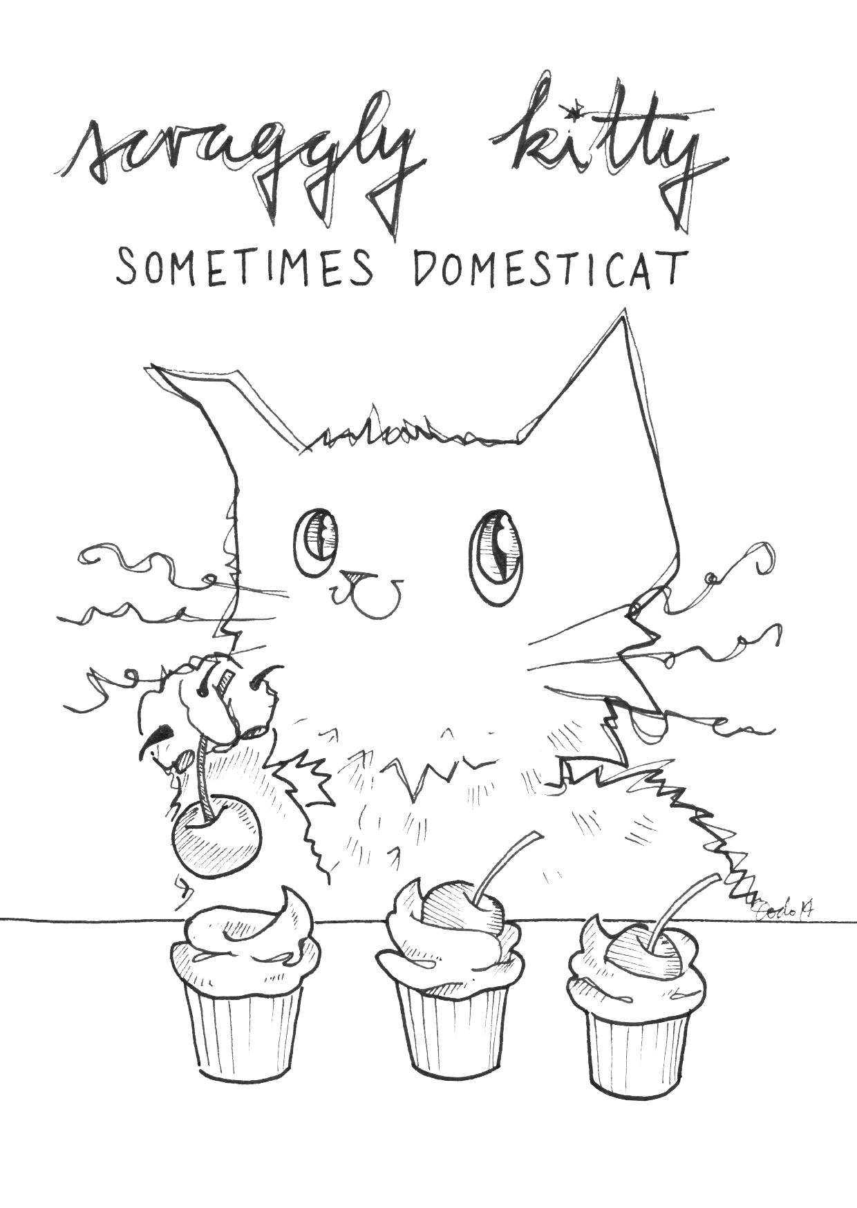 Scraggly Kitty Sometimes Domesticat Greeting Card