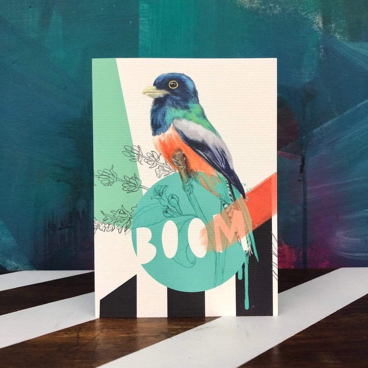 Blue Crowned Trogon - Boom Greeting Card