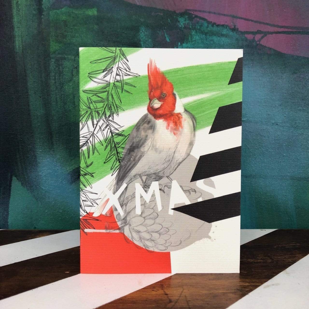 Red-crested cardinal - Xmas Greeting Card
